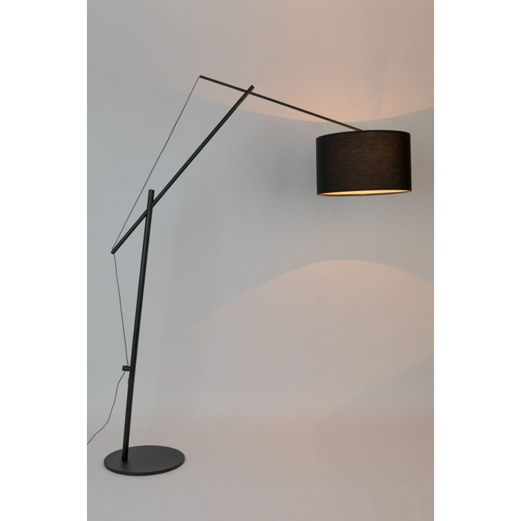 Adjustable Black Iron Task Floor Lamp with Drum Shade