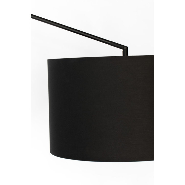 Adjustable Black Iron Task Floor Lamp with Drum Shade