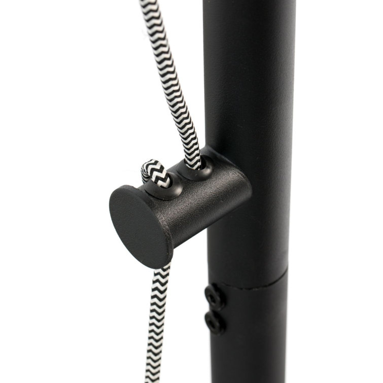 Adjustable Black Iron Task Floor Lamp with Drum Shade