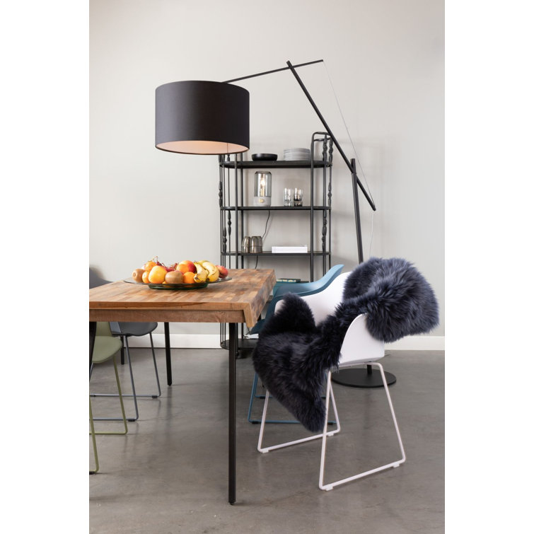 Adjustable Black Iron Task Floor Lamp with Drum Shade