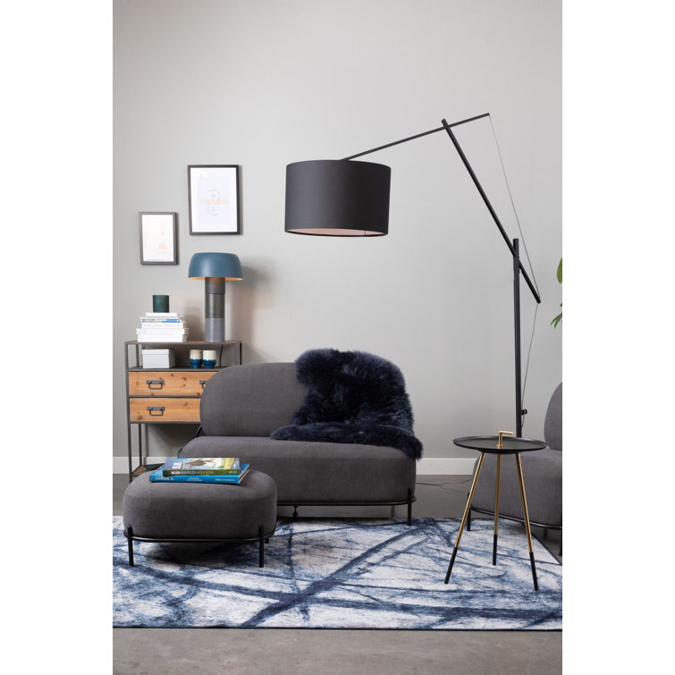 Adjustable Black Iron Task Floor Lamp with Drum Shade