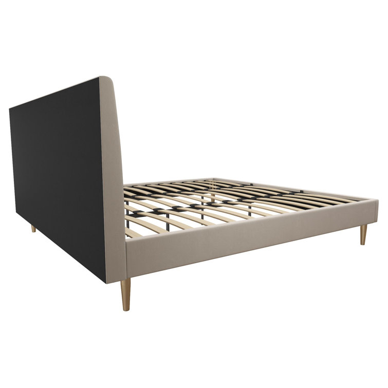 Ivory Velvet King Upholstered Bed with Tufted Headboard