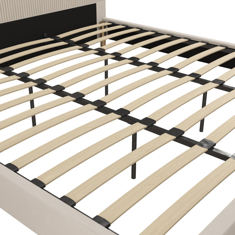 Ivory Velvet King Upholstered Bed with Tufted Headboard