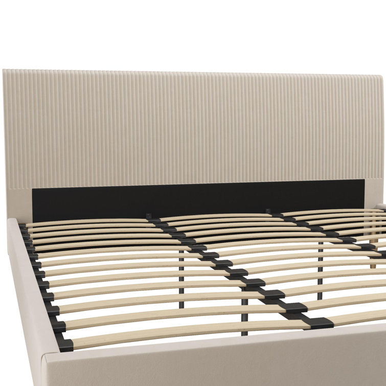 Ivory Velvet King Upholstered Bed with Tufted Headboard