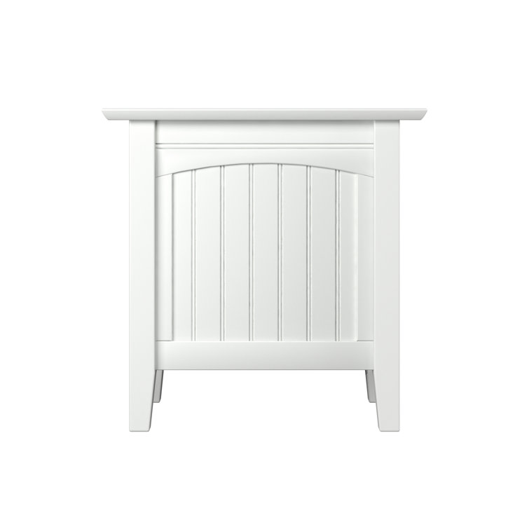 White Solid Wood Rectangular End Table with Shelf