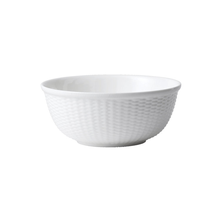 White Ceramic 6" Basketweave Cereal Bowl