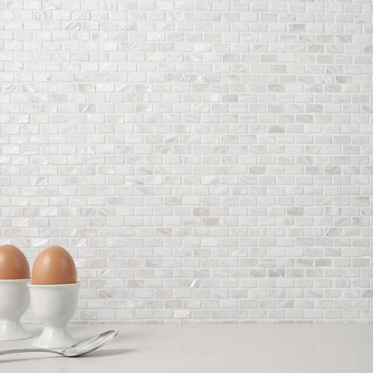 White Mother of Pearl Seashell Brick Mosaic Wall Tile