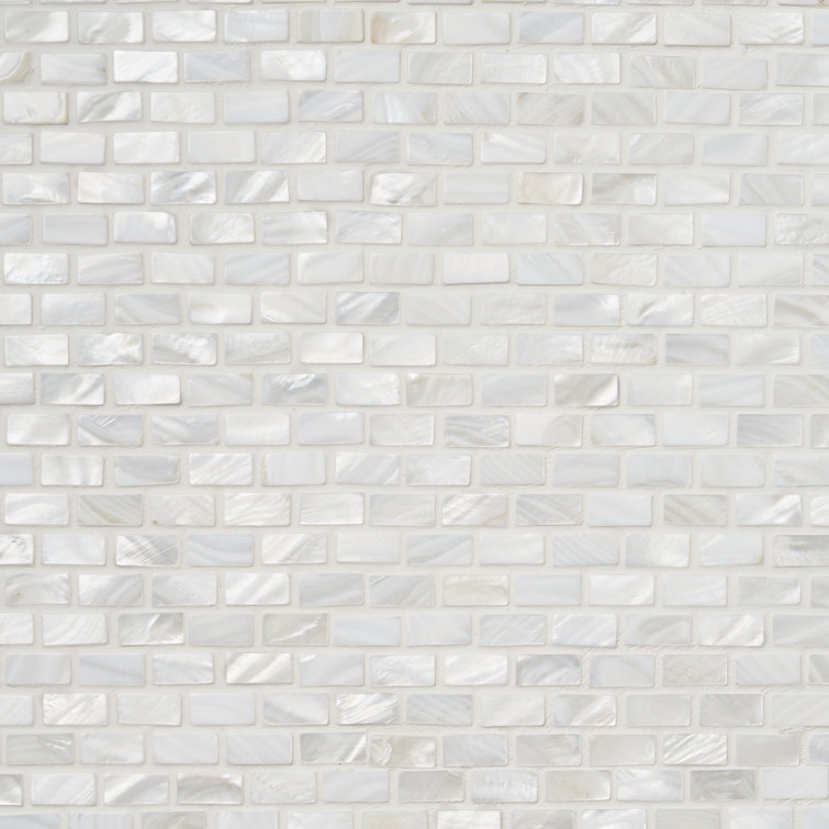 White Mother of Pearl Seashell Brick Mosaic Wall Tile