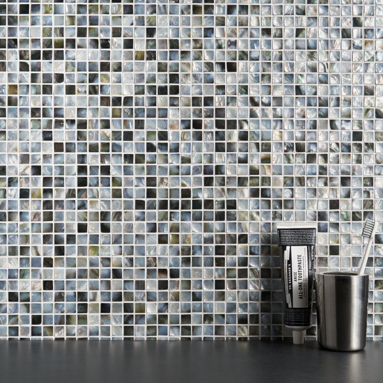 Gray Iridescent Seashell Mosaic Tile 12x12