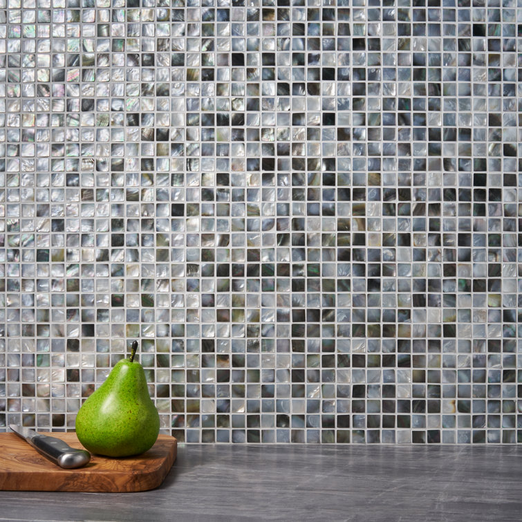 Gray Iridescent Seashell Mosaic Tile 12x12