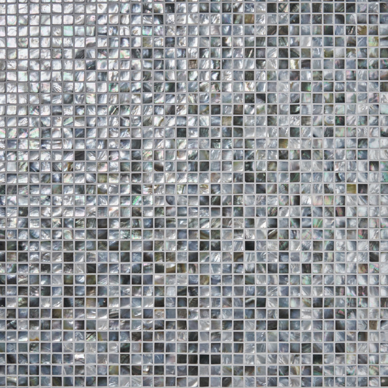 Gray Iridescent Seashell Mosaic Tile 12x12
