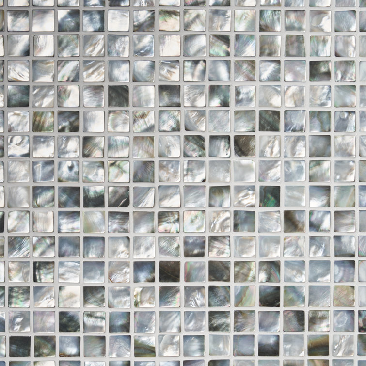 Gray Iridescent Seashell Mosaic Tile 12x12