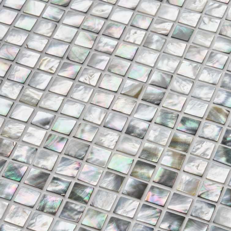Gray Iridescent Seashell Mosaic Tile 12x12
