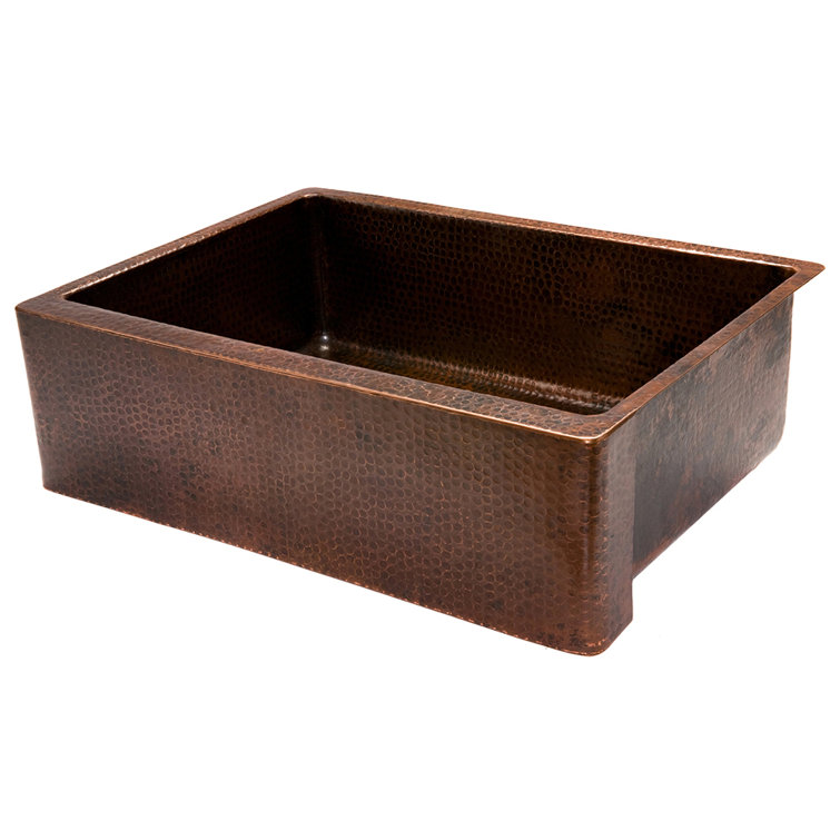 30" Hammered Copper Farmhouse Drop-In Kitchen Sink with Accessories