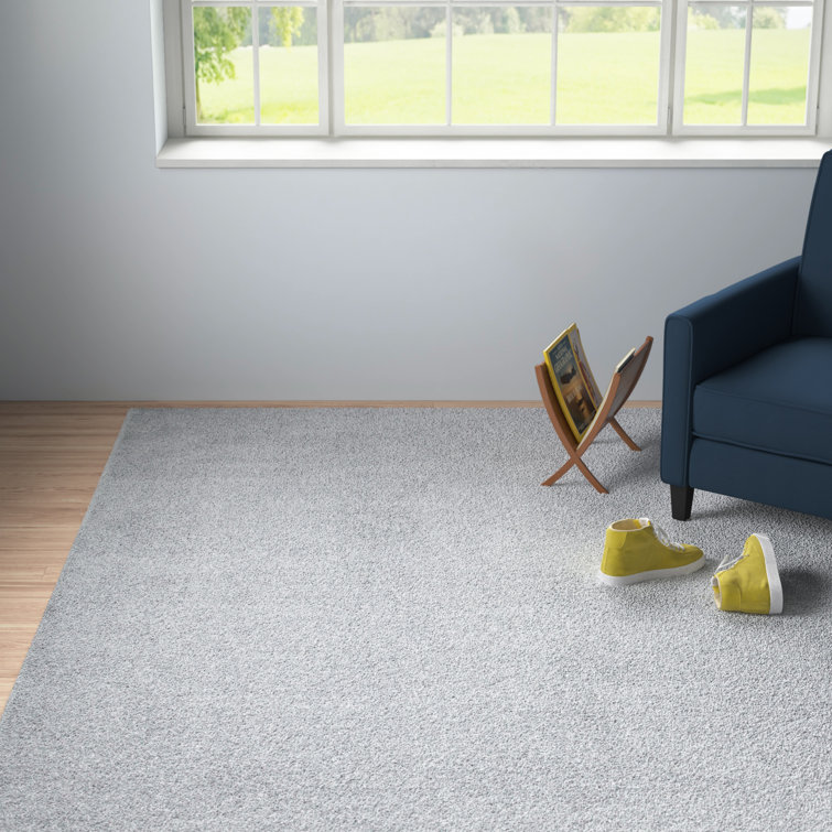 Aeneas Light Grey Rectangular Synthetic Plush Area Rug, 5'5" x 7'7"