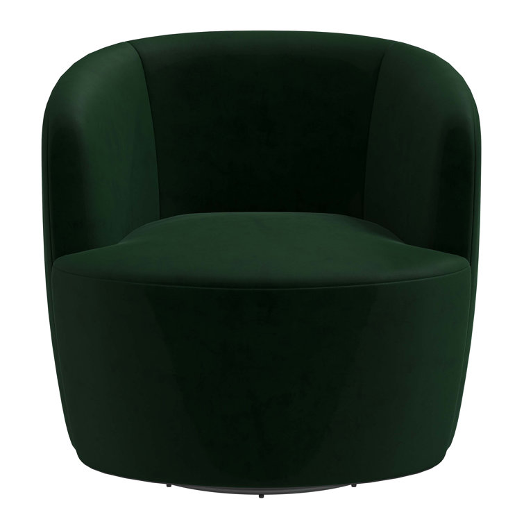 Emerald Velvet Swivel Accent Chair with Manufactured Wood Base