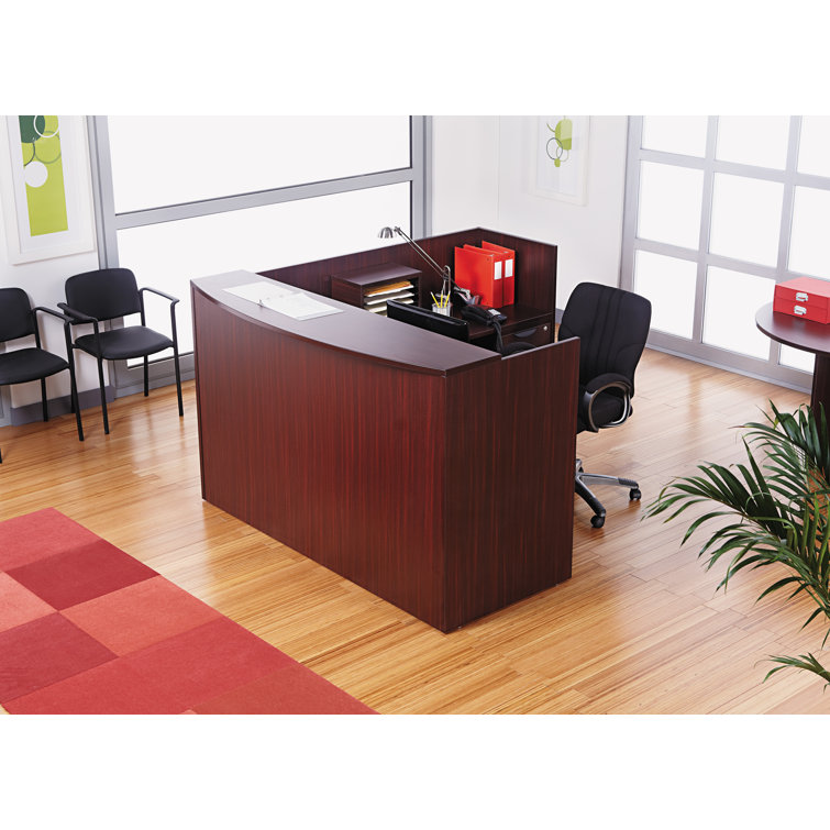 Mahogany Laminate Reception Desk with Transaction Counter