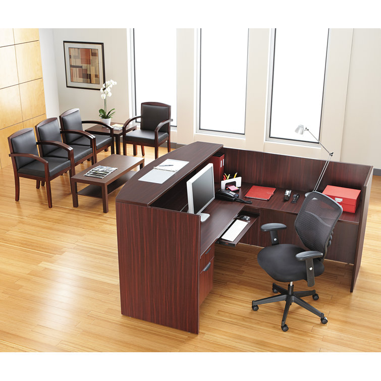 Mahogany Laminate Reception Desk with Transaction Counter