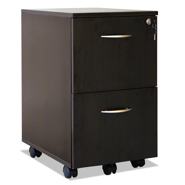 Espresso 2-Drawer Lockable Mobile Filing Cabinet
