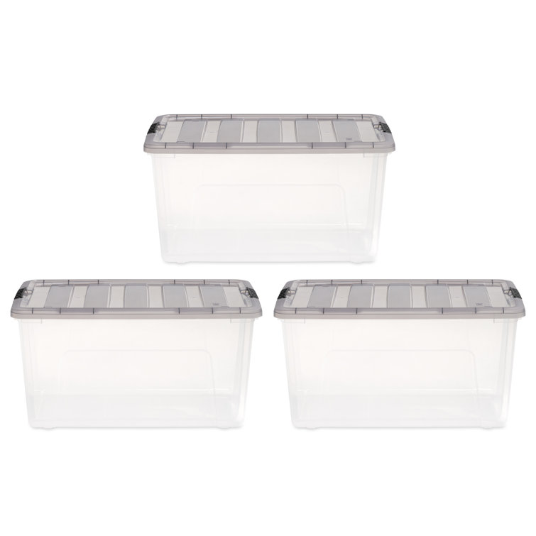72 Quart Clear Stackable Plastic Storage Bins with Lids