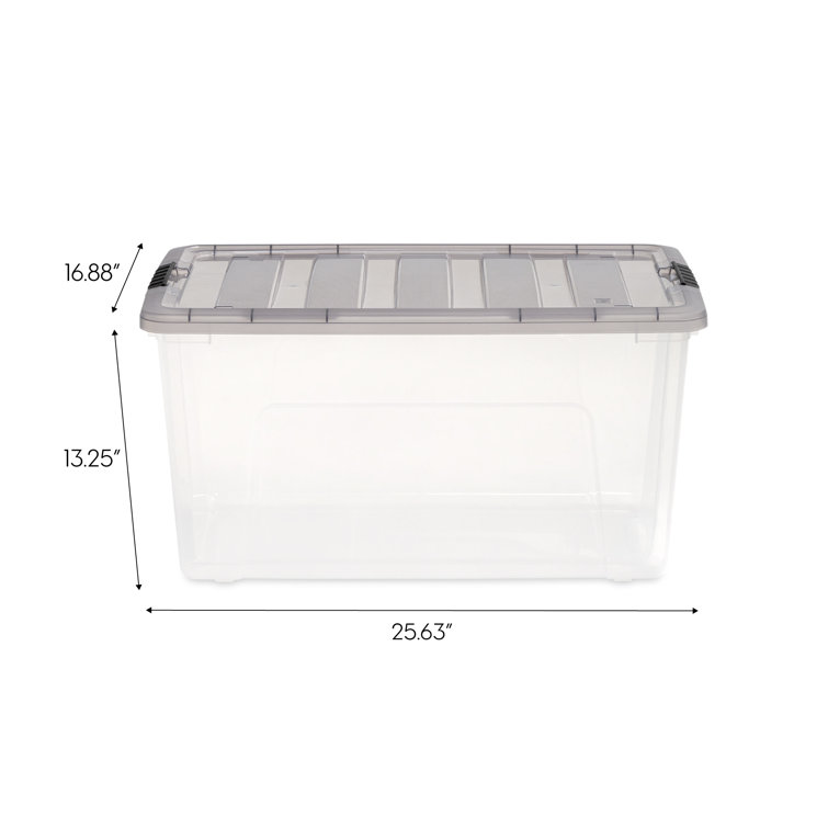 72 Quart Clear Stackable Plastic Storage Bins with Lids