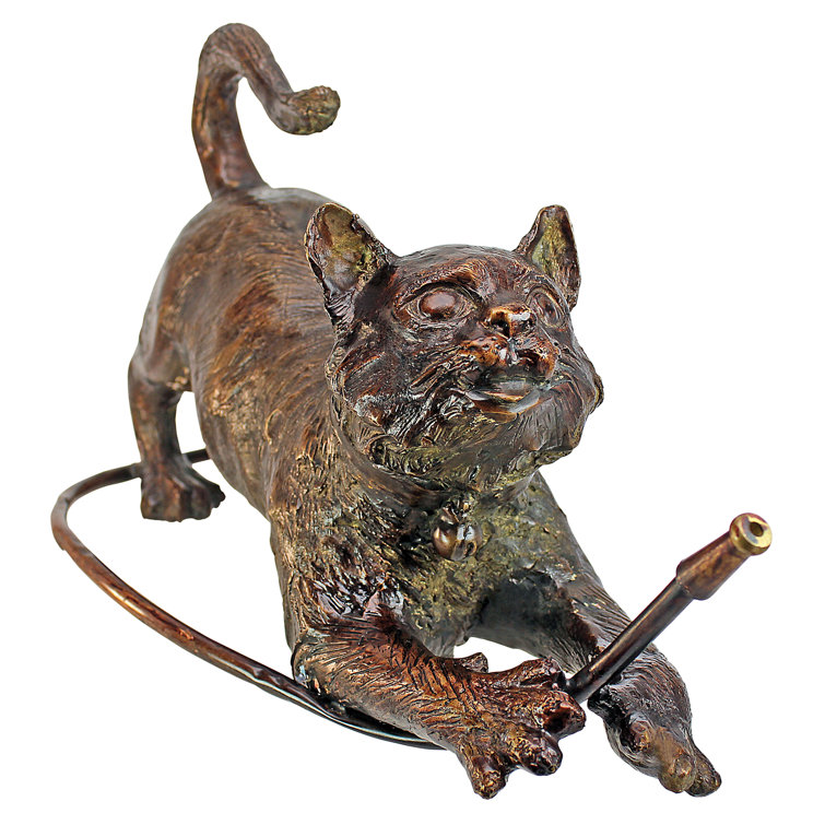 Bronze Mischievous Cat Garden Statue with Hose
