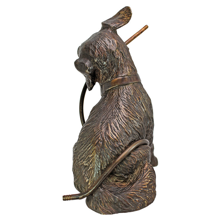 Bronze Mischievous Dog Garden Statue with Hose