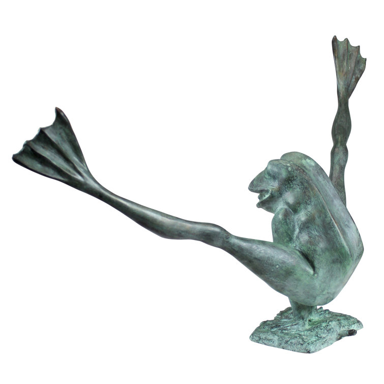 Large Bronze Crazy Legs Leap Frog Garden Statue