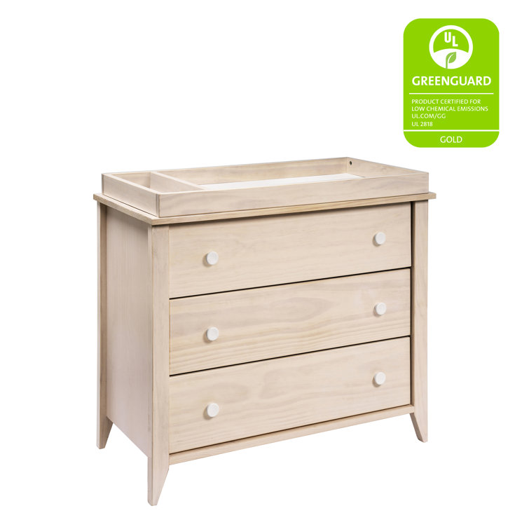 Natural Pine 3-Drawer Changer Dresser with Removable Tray