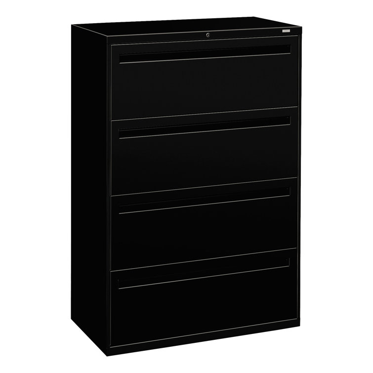 Black 4-Drawer Lockable Lateral Filing Cabinet