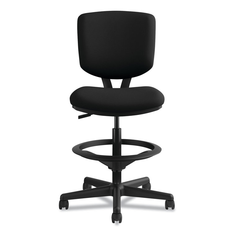 Adjustable 360 Swivel Black Polyester Task Chair with Footrest