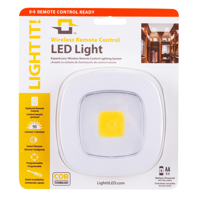 Fulcrum White Wireless LED Puck Light with Remote Control
