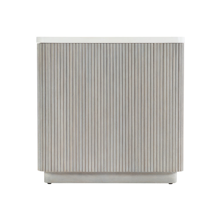 Gray and White Faux Stone Square Side Table