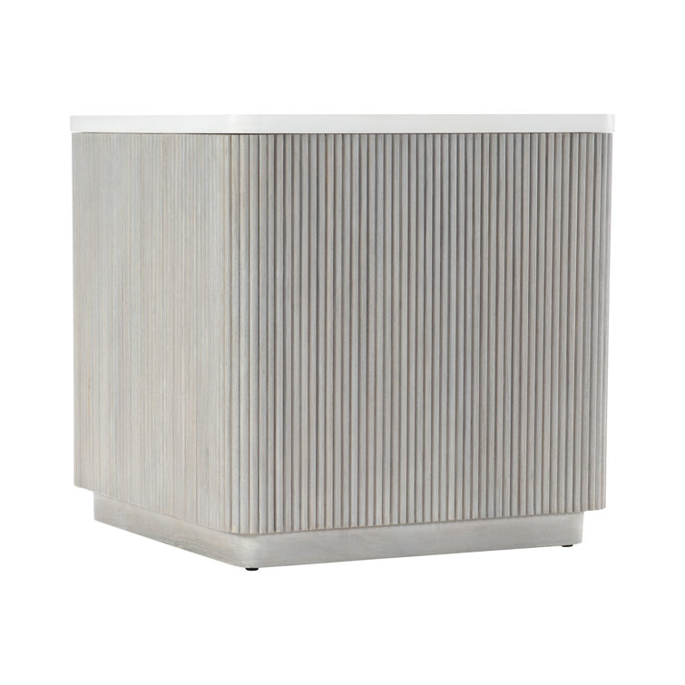 Gray and White Faux Stone Square Side Table
