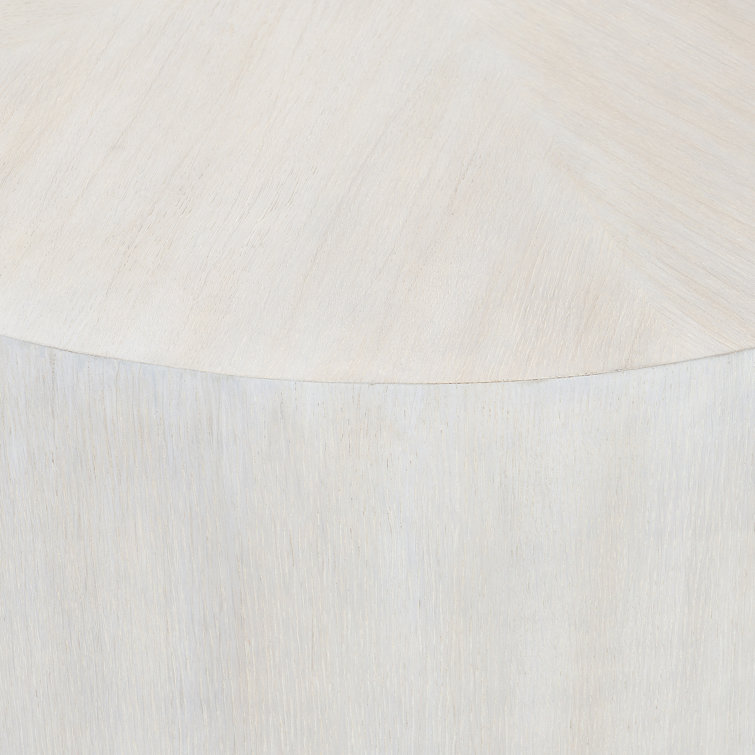 Transitional Thorne Off-White Round Wood & Metal Coffee Table with Storage