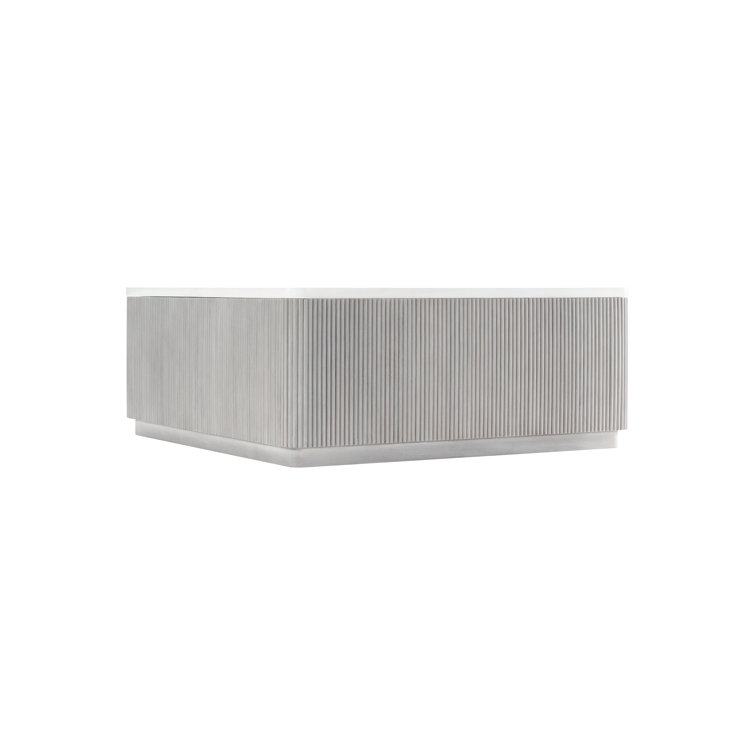 Square Faux Stone and Wood Storage Coffee Table