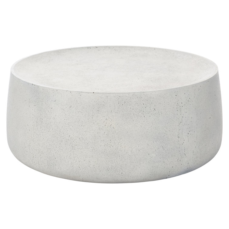 Gray Round Concrete Coffee Table with Storage