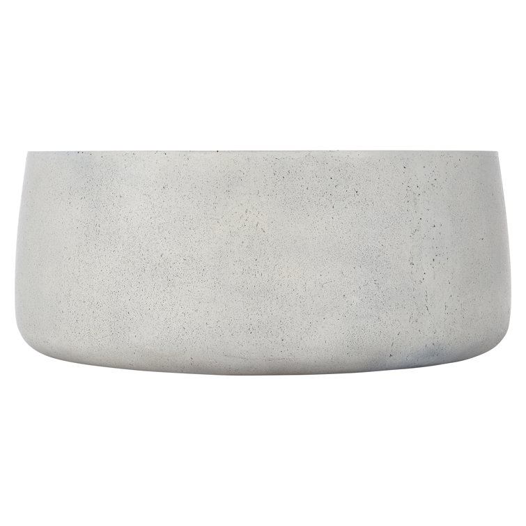 Gray Round Concrete Coffee Table with Storage