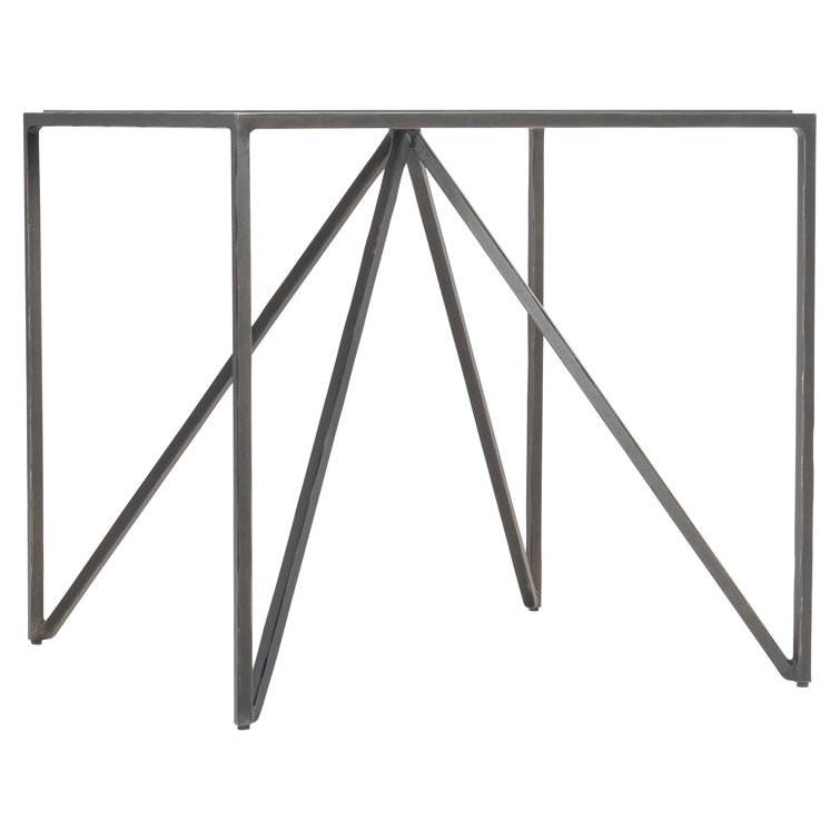 Aged Bronze Transitional Square End Table with Glass Top