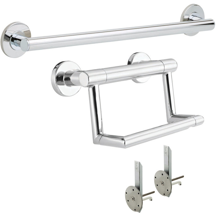 Polished Chrome 24" Wall Mounted Grab Bar Set