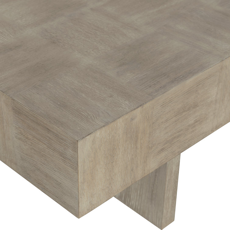 Transitional Rustic Oak Rectangular Outdoor Coffee Table with Storage