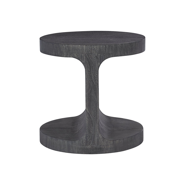 Transitional Berkely Black Round Wood End Table 24"