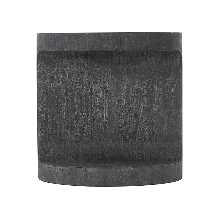 Transitional Berkely Black Round Wood End Table 24"