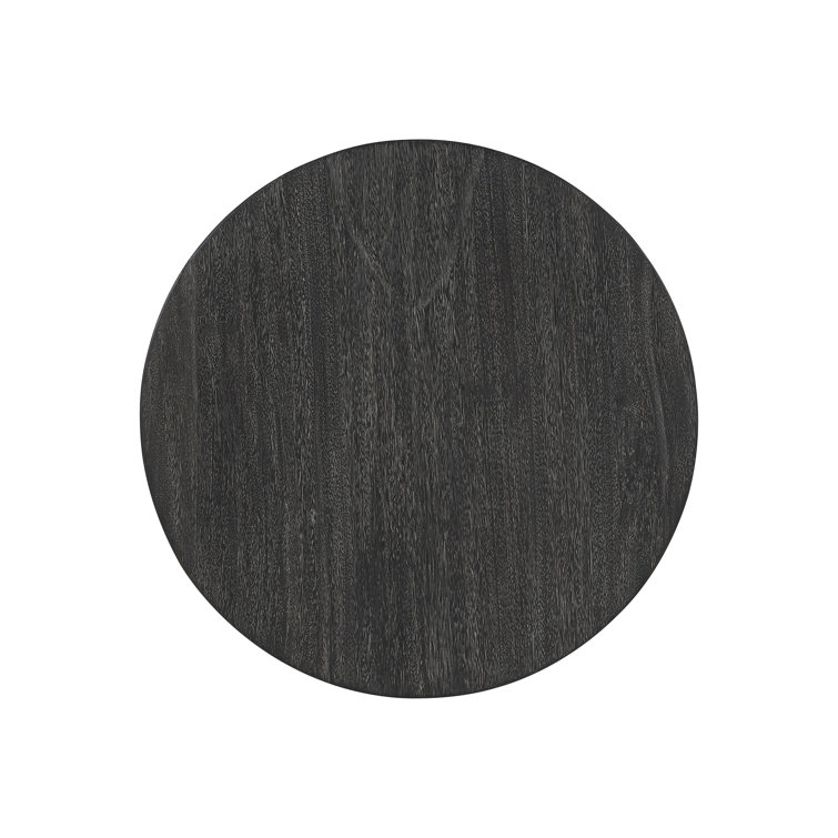 Transitional Berkely Black Round Wood End Table 24"