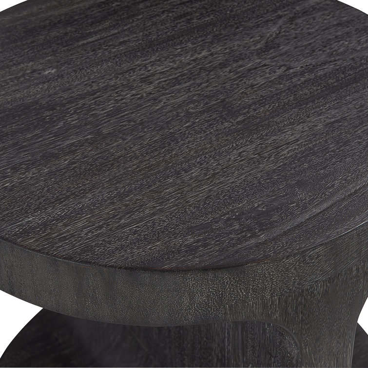 Transitional Berkely Black Round Wood End Table 24"