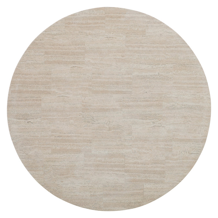 Transitional Beige & Black Round Wood Coffee Table with Storage