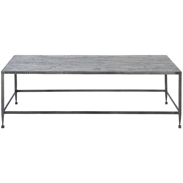 Gray Rectangular Metal Cocktail Table with Storage
