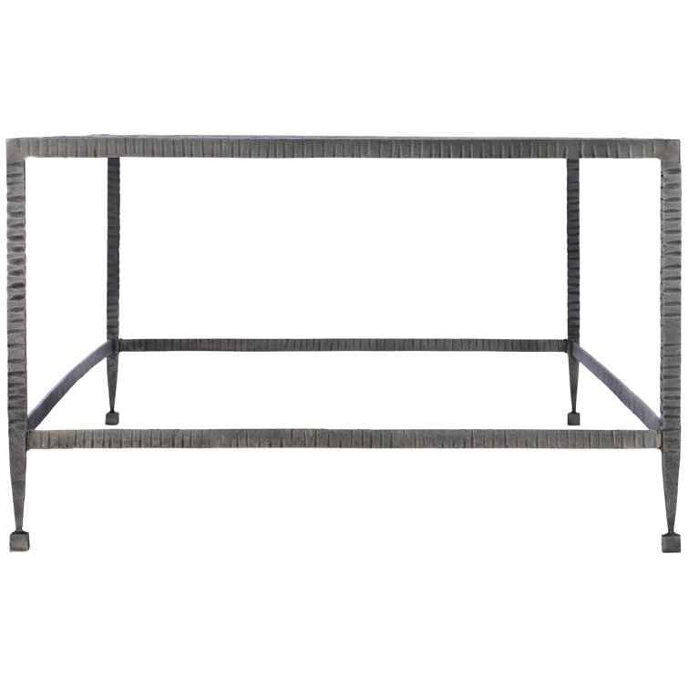 Gray Rectangular Metal Cocktail Table with Storage