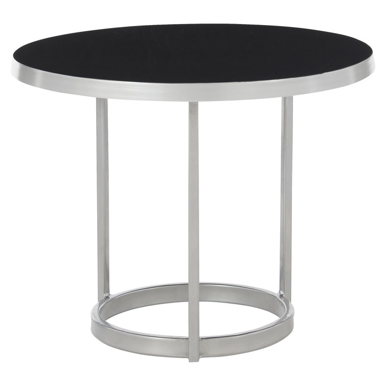Black and Silver Round Metal Coffee Table with Storage