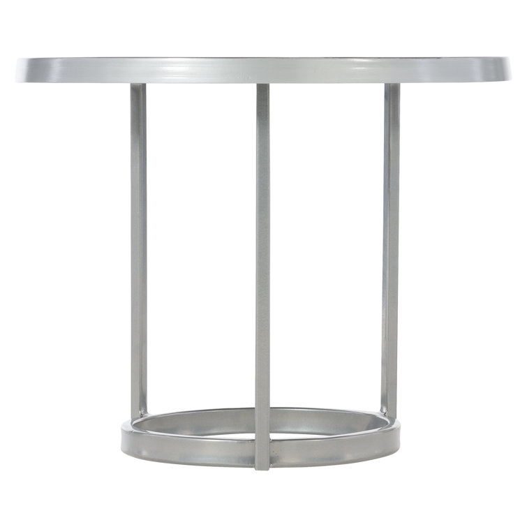 Black and Silver Round Metal Coffee Table with Storage